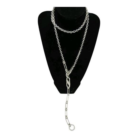 John Hardy 925 Sterling Silver Asli 36" Classic Chain Remix Y Necklace 62g - Picture 2 of 10